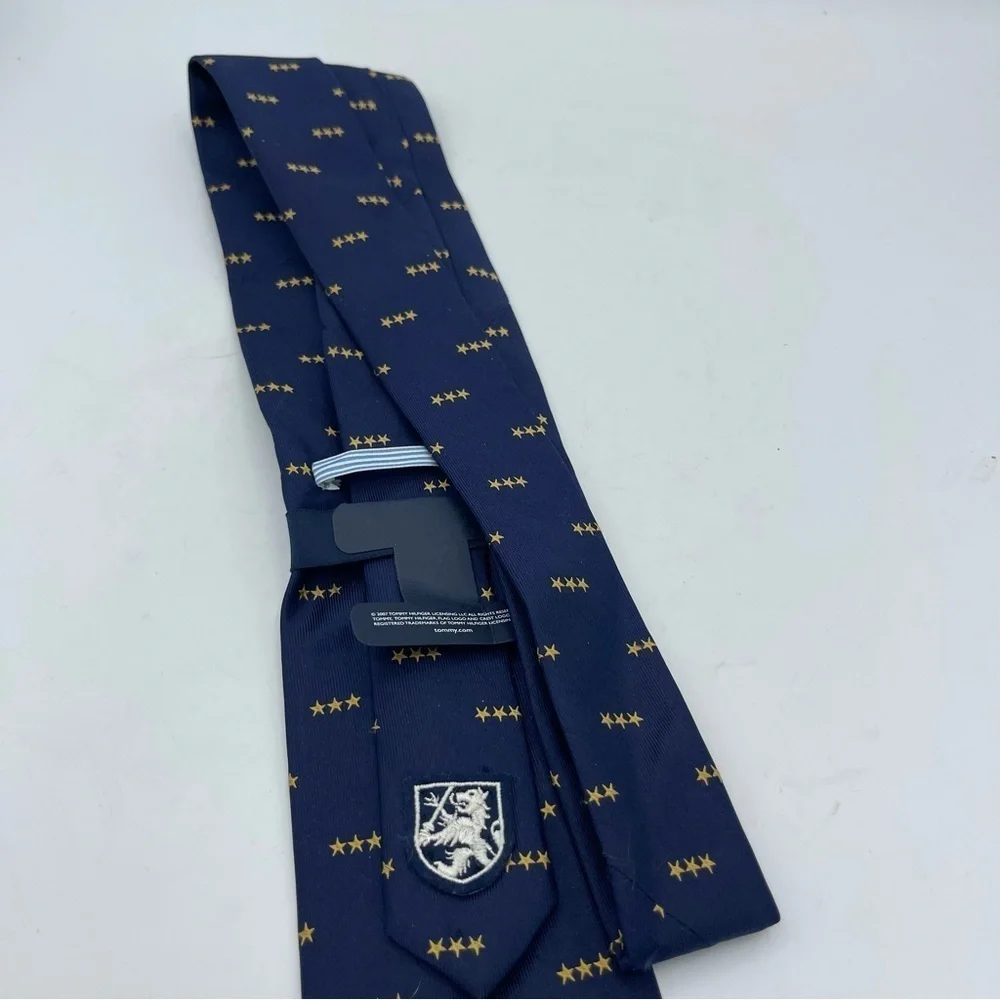 Tommy Hilfiger NWT Navy Blue Silk Men’s Tie Made In USA Gold Stars New Vintage